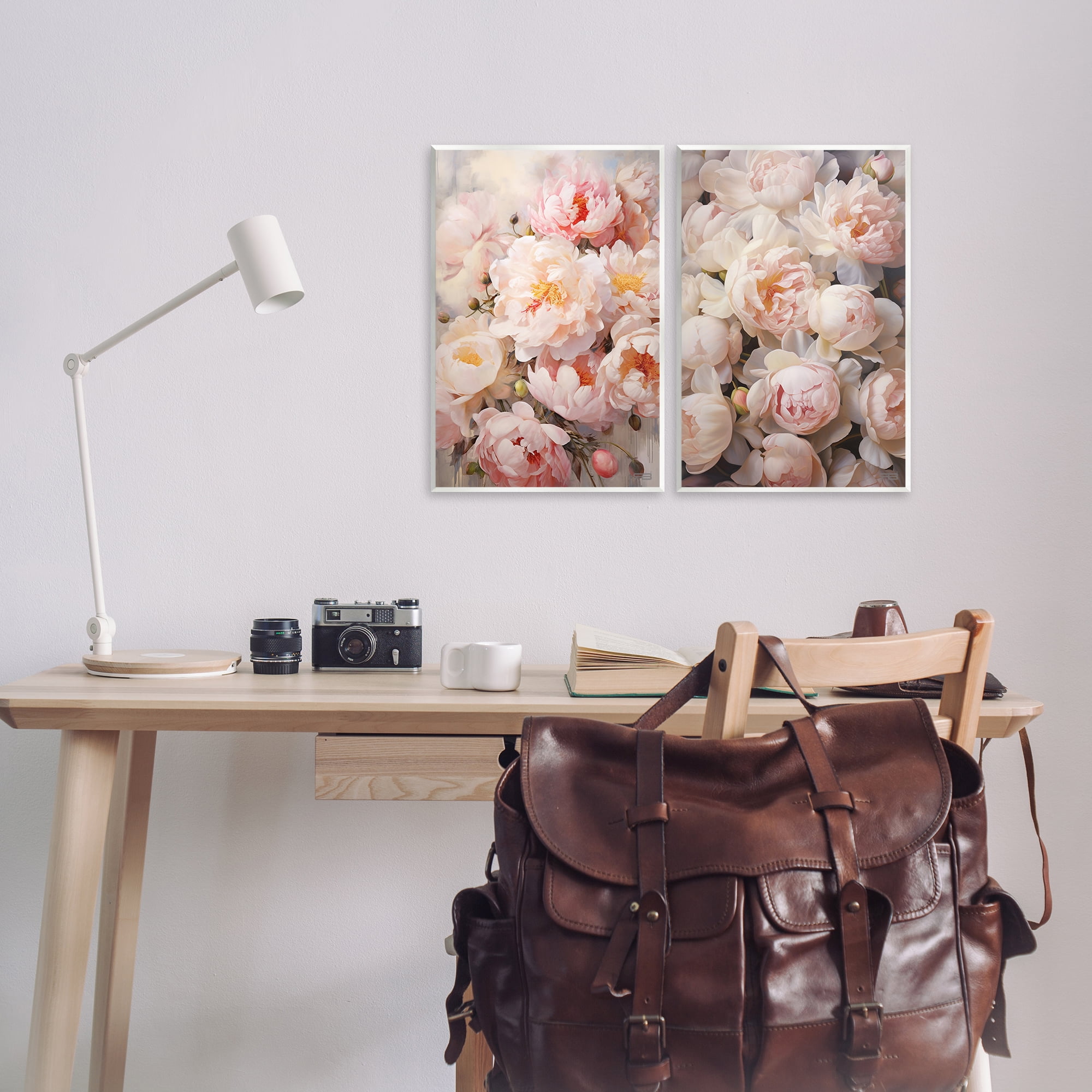 Stupell Industries Soft Pink Cabbage Roses Plants & Flowers Painting Unframed Art Print Wall Art, 13 x 19, Set of 2