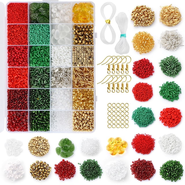 Juego De Cuentas Coloridas De Navidad De 24 Cuadrículas, Cuentas De Cristal, Pulsera, Pendientes, Juego De Fabricación De Joyas Diy Inevent AP007572-03