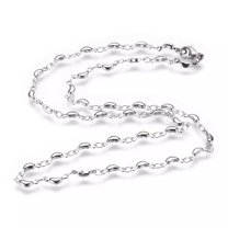 Stainless Steel Necklaces Lobster Crescent Moon Silver 17.7 Inches 45Cm Z642