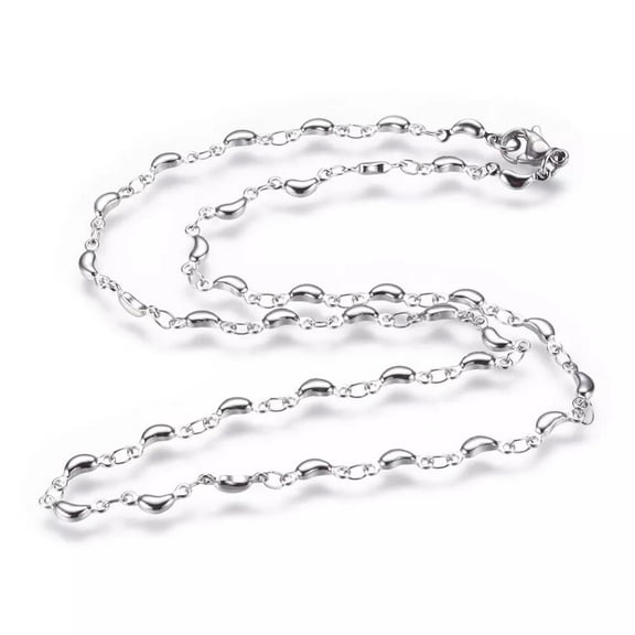 Stainless Steel Necklaces Lobster Crescent Moon Silver 17.7 Inches 45Cm Z642