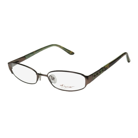 New Thalia Diamante Womens/Ladies Designer Full-Rim Brown / Tortoise / Green Stylish Color Combination Hip Frame Demo Lenses 50-16-130 Spring Hinges Eyeglasses/Glasses