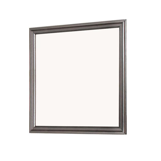 Benjara BM220170 Wooden Frame Mirror with Mounting Hardware, Gray & Silver
