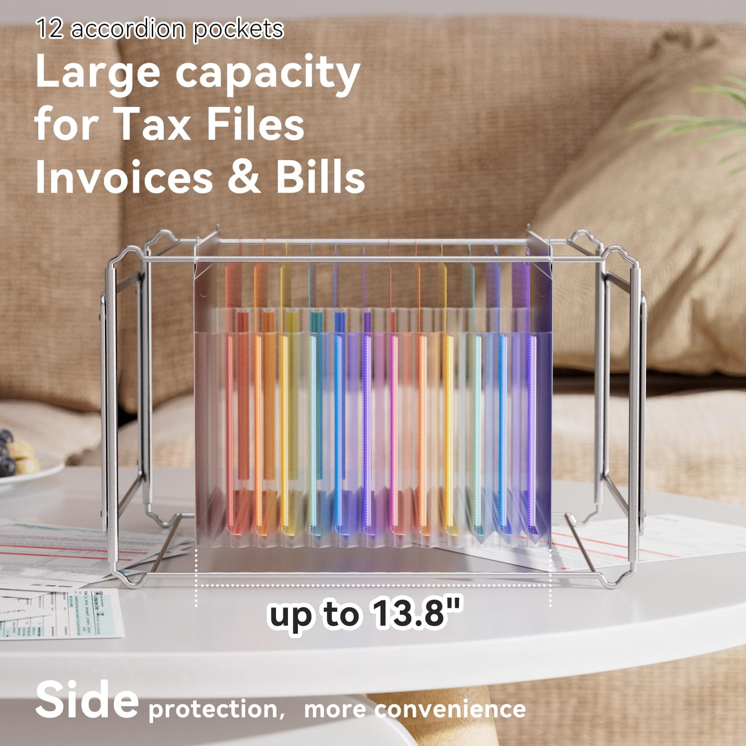 Plastic Expanding Hanging File Folders 12 Accordion Pockets Large Capacity For Letter Size  Organizer Filing Cabinet Ideal Tax Contracts Invoices Office School-black-2set