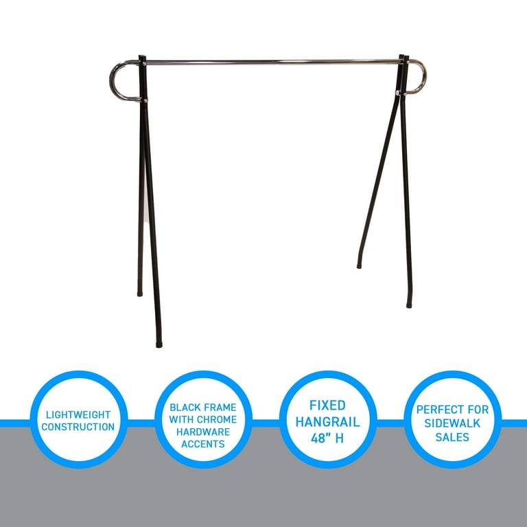 Black & Chrome Single Bar Metal Clothing Rack Hanger Stand Black & Chrome Single Bar Metal Clothing Rack Hanger Stand