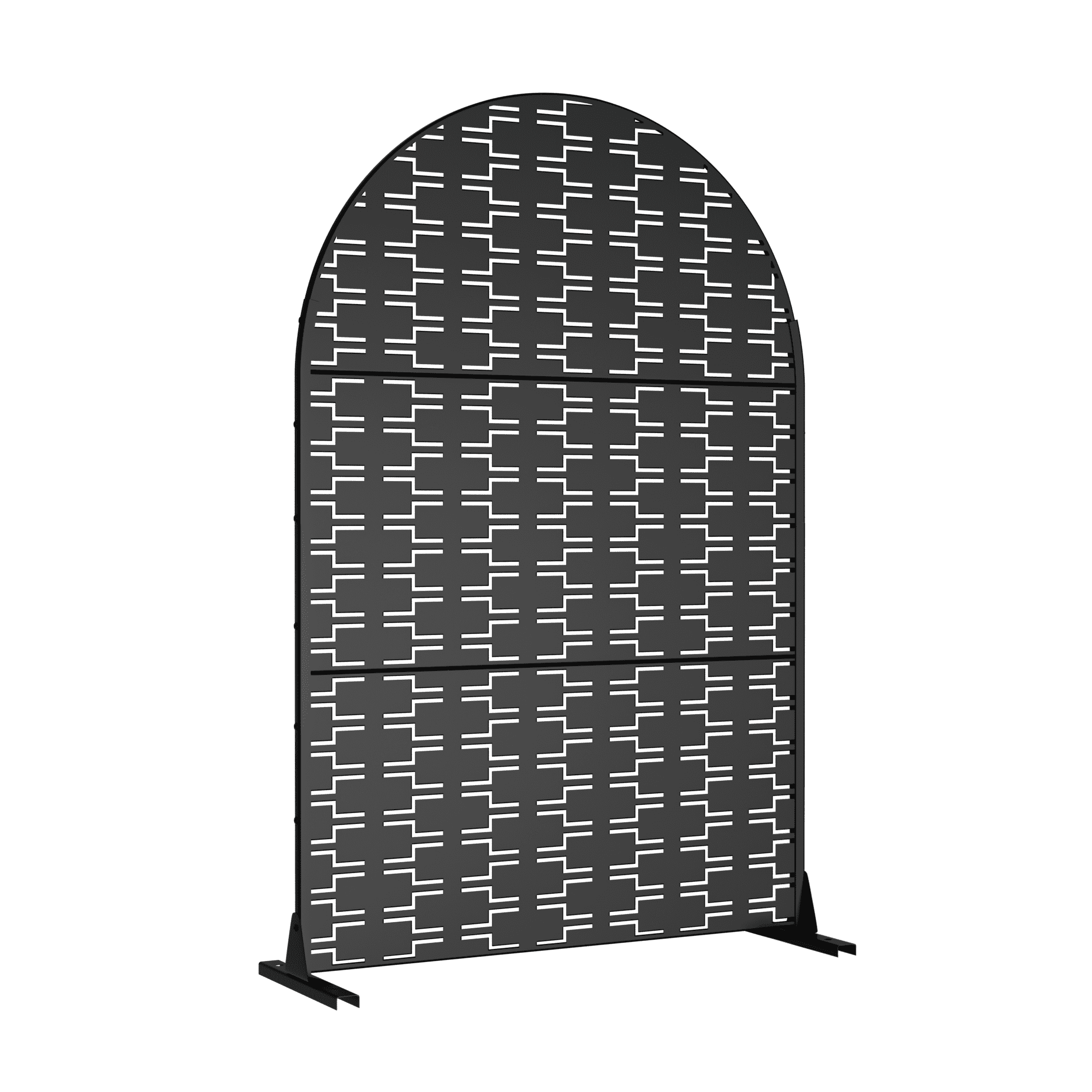 MAYEERTY 72 × 47in Arched Outdoor Privacy Screen with Stand Metal Patio Decorative Screen, Black