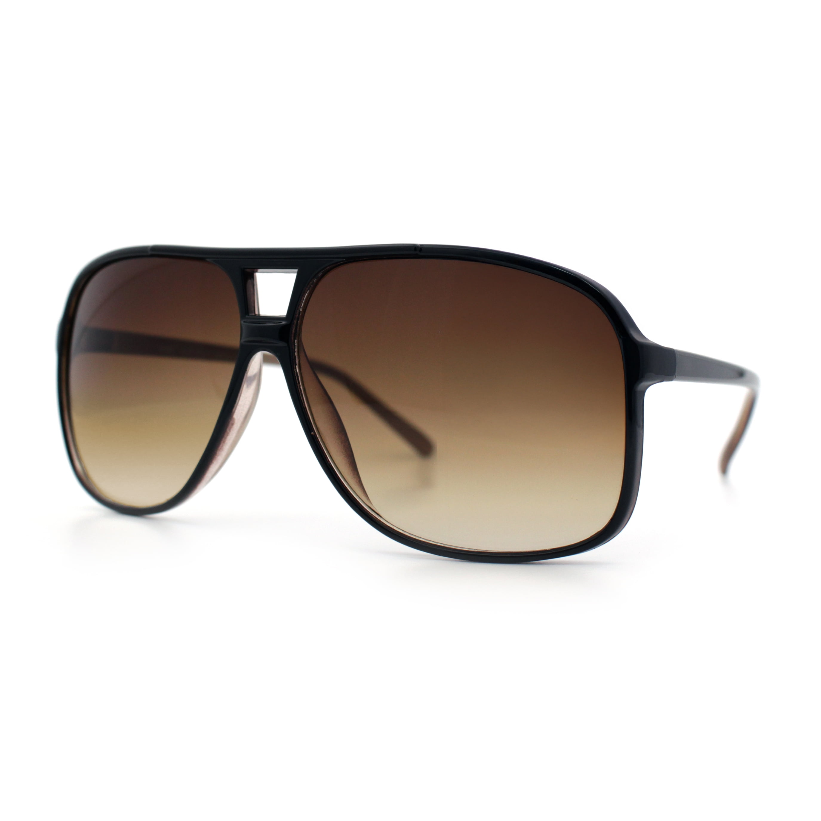 SA106 Oversize Large Thin Plastic Racer Mens Sport Sunglasses Black Brown