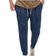 thumbnail image 1 of Pantalones largos para hombre, de color liso, con bolsillo y cordón, informales, juveniles, versátiles, deportivos, de gran tamaño., 1 of 8