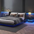 thumbnail image 5 of Dextrus LED Nightstands Set of 2, Bedside Table with 3 Drawers, High Gloss Acrylic End Table for Bedroom, Living Room, Black, 5 of 10