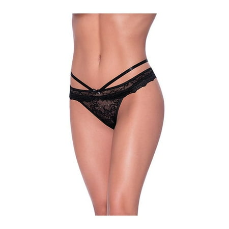 Magic Silk Ooh La Lace Peek-a-Boo Cheeky Panty Black L/XL