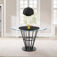 thumbnail image 4 of Armen Living Veronica 48" Round Dining Table in Black Iron Base with Walnut Panel, 4 of 10