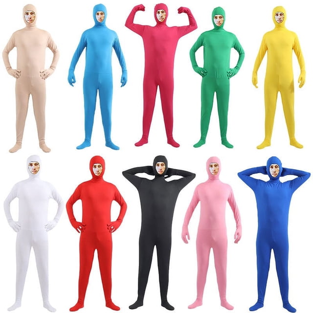 Disfraz de hombre invisible negro con cara de espectáculo de Halloween, ropa invisible unida, disfraz femenino mate para niños
