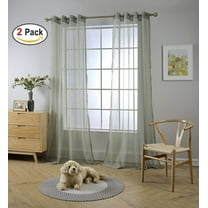 Set of 2 Harper Sheer Voile Grommet Top Curtains, 84" Long, Sage Green