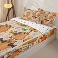 thumbnail image 3 of Manfei Cartoon Animals Zipper Twin Comforter Sets with Fitted Sheet and 2 Pillowcases,Kawaii Daily Capybara Print Zipper Bedding Set,Brown,Polkadot Reversible,4pcs, 3 of 8