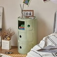 thumbnail image 4 of ColourTree 2 Tier Grass Green Round Nightstand with Drawers,Small Bedside Table with Storage,Round Storage Cabinet with Sliding Door,Modern End Table Side Table, 4 of 8