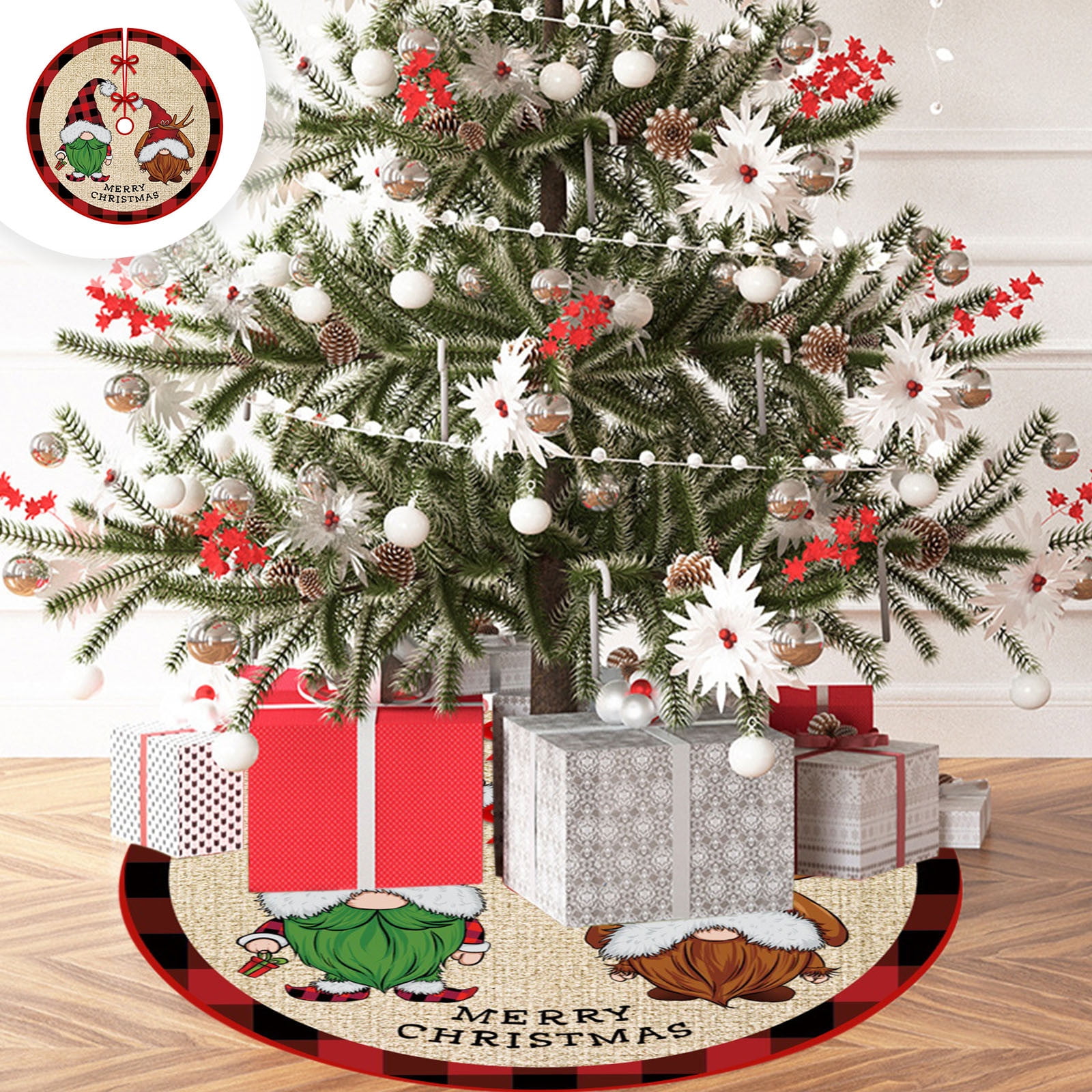 Zmeidao Christmas Tree Skirt, 35.4 Inch Xmas Tree Skirt with