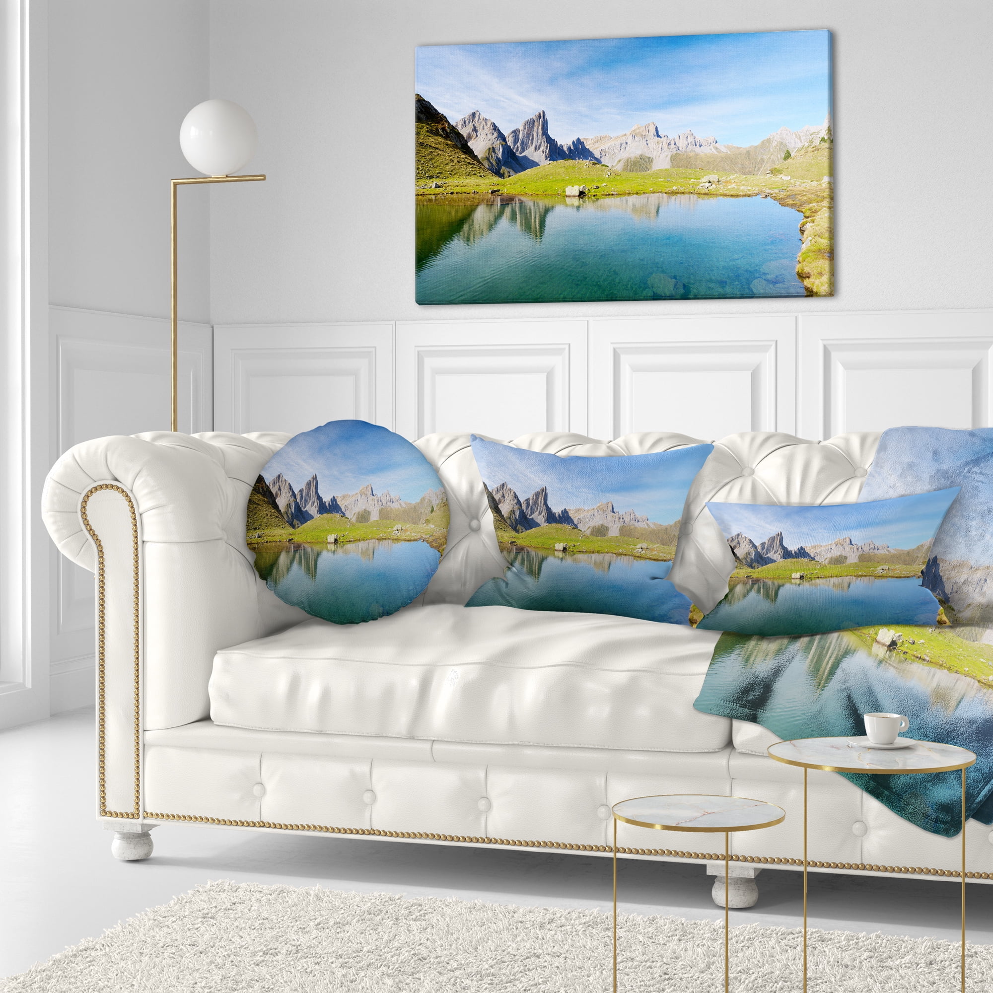 Designart Pyrenee in France Panorama - Landscape Printed Throw Pillow - 12x20