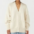 thumbnail image 2 of Lovskoo Sweaters for Women Fall Trendy Casual Comfortable Long Sleeve Button Pocket V-Neck Sweater Beige, 2 of 6