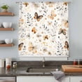 thumbnail image 5 of Retro Spring Floral Sheer Curtains 63 Inches Long, Brown Butterfly Botanical Light Filering Curtains, Breathable Simi Curtain Privacy Drapes for Living Room Bedroom Lightweight Window Treatment, 5 of 9