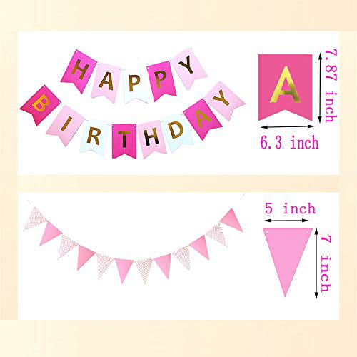 Happy 30th Birthday Party DecorationsRose Red and Pink Brithday Decorations Set Happy Birthday Banner Foil Number Balloons Latex Balloons and More for 30 Years Old Brithday Party Supplies 
