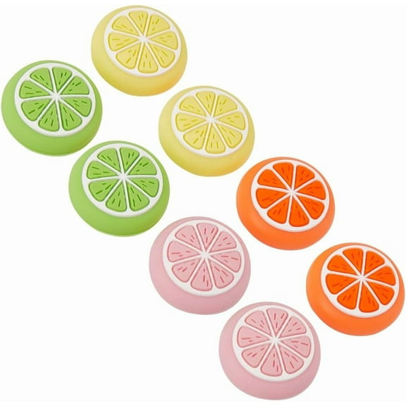 8Pcs 4 Colors Replacement Thumb Grip Caps Silicone Lemon Fruit Analog Joystick Caps Protective Anti-Slip Thumbstick Button Covers Compatible with Switch Controller 0.67 x 0.26 inch