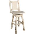 thumbnail image 4 of Montana Collection Barstool w/ Back & Swivel w/ Laser Engraved Bear Design, Clear Lacquer Finish, 4 of 8