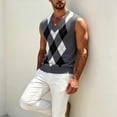thumbnail image 5 of Baeitkot Men's V-Neck Sleeveless Top Men's Colorblock V-Neck Sleeveless Knit Sweater Casual Layering Top Gray Free Size, 5 of 6