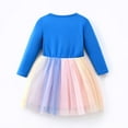 thumbnail image 2 of IBTOM CASTLE Kids Toddler Girls Long Sleeve Fall Dress Rainbow Unicorns Tutu Dress Princess Birthday Christmas Casual Dresses 4-5 Years Blue Rainbow, 2 of 7