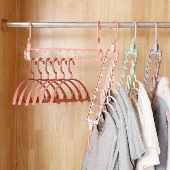 SEWACC 5Pcs Plated Silver Clothes Storage Hanger Rack for Closet Space Saving and Organization