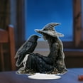 thumbnail image 2 of Halloween Witch and Crow Ornaments - Black Acrylic Inspirational Desktop Decor Gothic Witch and Crow Halloween Holiday Tabletop Decoration for Office & Home Festive Display, 2 of 6