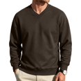 thumbnail image 2 of Mens Sweatshirts Fashion Long Sleeve V-Neck Pullover Fall Winter Casual Ribbed Cuffs Solid Color Sweatshirt for Daily Wear Army Green L, 2 of 7