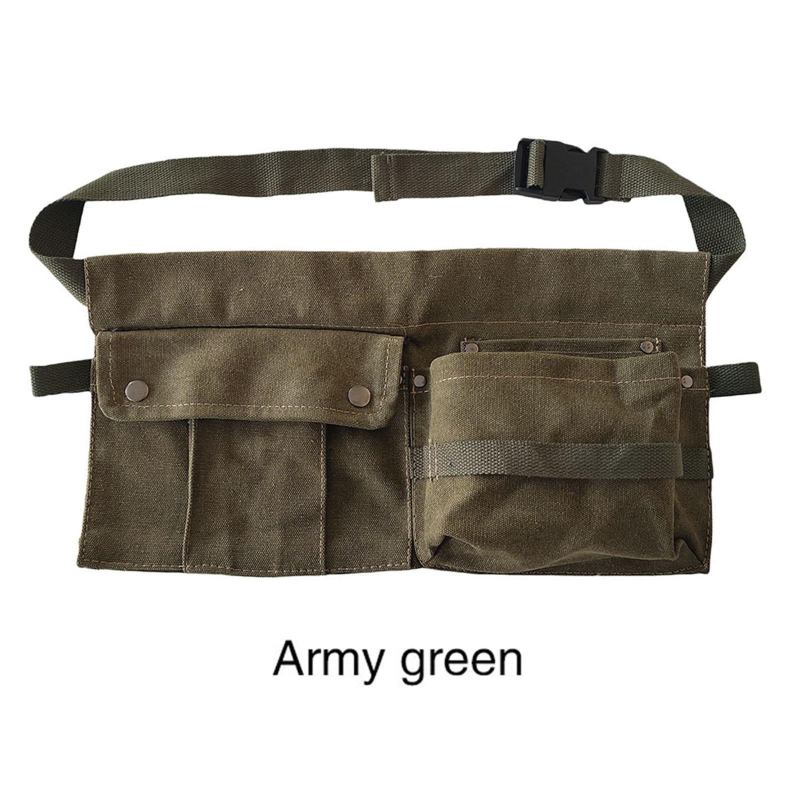 colaxi Tool Waist Bag Portable Tool Bag Large Capacity Canvas Waist Pocket Belt Waist Bag Tools Organizer for Electricians Builders Green