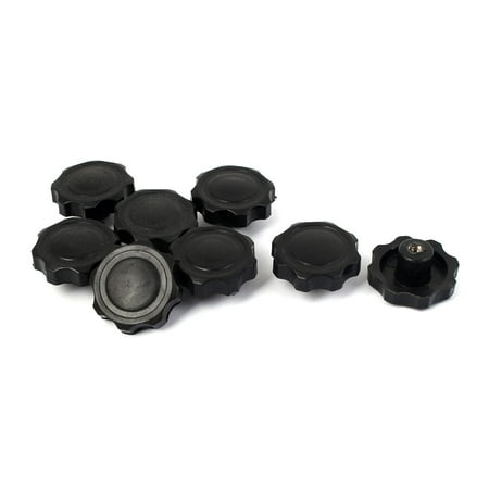 

M6 Female Thread Plastic Head Screw On Type Clamping Knob Grip Black 8 Pcs