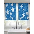 thumbnail image 2 of Blue Summer Sheer Curtains 54 Inch Long 2 Panels, Starfish Shell Bubble Nautical Coastal Light Filtering Rod Pocket Curtains, Sheer Voile Drapes for Living Room Bedroom, 52"x54", 2 of 8