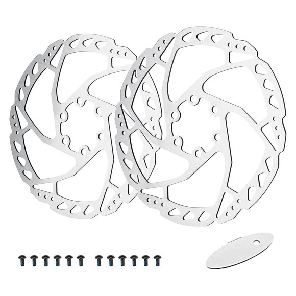 RUJOI 160mm Disc Brake Rotor, Discs brake rotors with 6 Bolts and MTB disc brake pads adjuster Fit for Shimano/Tektro/TRP Brake lock (2 pcs 160mm rotors with 12 bolts screw)