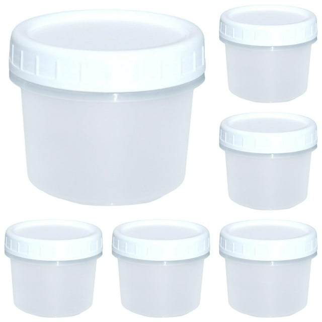 ZTTD 6 Pack Food Storage Containers 5.4 oz Plastic Deli Containers with Lids, Slime, Soup, Meal Prep Containers | BPA Free | Stackable | Leakproof | Microwave/Dishwasher/Freezer Safe(White)