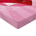 thumbnail image 2 of Ambesonne Queen Fitted Sheet 2 Pcs Set, Red Heart Crown Girls, Twin, Pink Red, 2 of 3