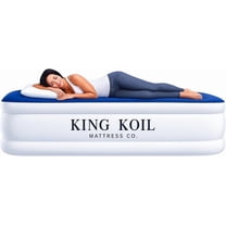King Koil Luxury Twin Air Mattress with Built-in High Speed Pump for Camping, Home & Guests - Twin Size Double High Airbed Luxury Inflatable Blow Up Mattress Waterproof (1-Year Manufacturer Warranty)