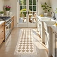 thumbnail image 6 of RUG ROBOT 2' x 6' Runner Rug for Hallway, Non Slip Washable Checkered Rug for Kitchen, Beige Neutral Bathroom Home Decor Plaid Diamond Low Pile Print Carpet for Entryway Bedroom Laundry, 6 of 6
