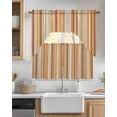 thumbnail image 2 of Burnt Orange Striped Kitchen Curtains Swag Valance and Tier Curtains Set 24 Inch Length, Farmhouse Orange Ombre Stripes Rod Pocket Drape Panels Pair Swag Curtains for Bathroom/Cafe/Window, 2 of 6