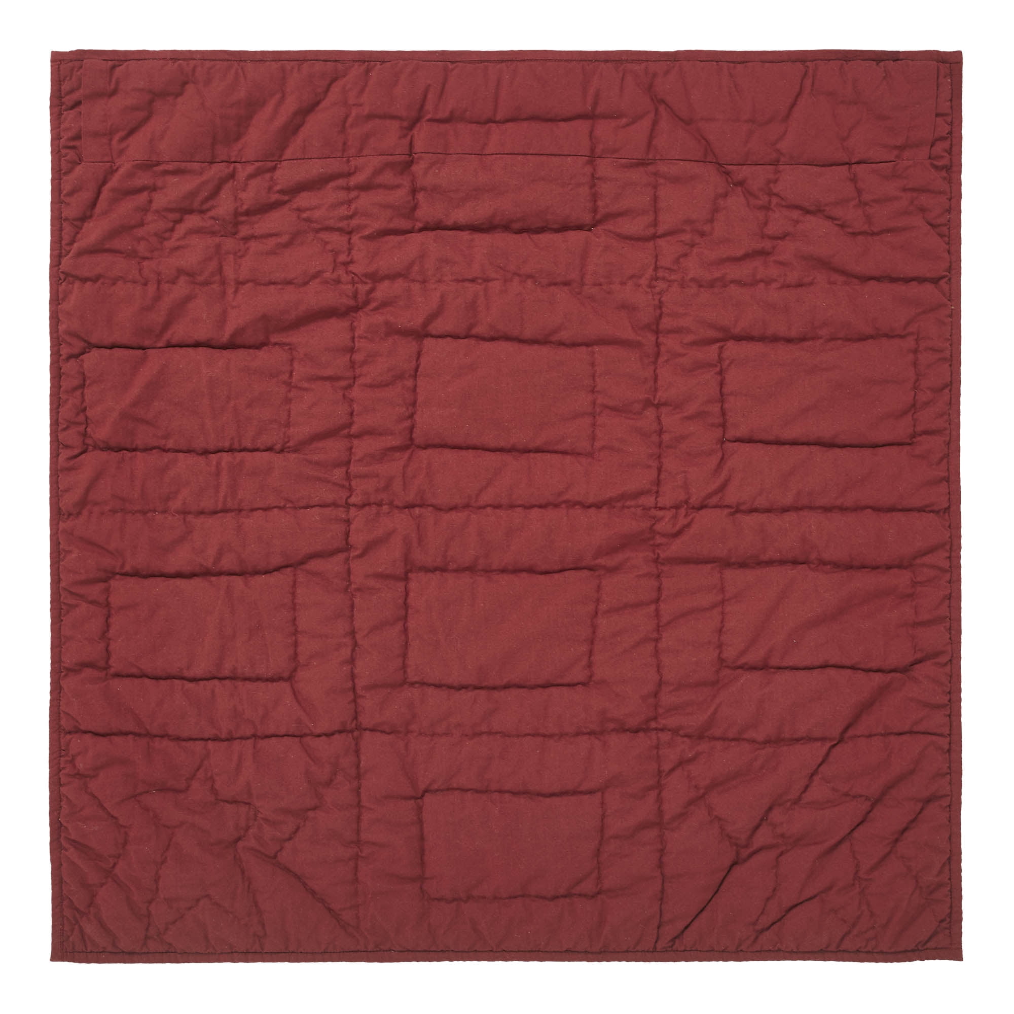VHC Brands Connell Quilted Lap Throw 30Wx30L, Bedroom and Living Room Decor, Blanket, Cotton, Connell Collection, Square 30x30, Burgundy