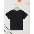 thumbnail image 2 of Bonita camiseta de algodón con estampado de lazo para niña: manga corta, cuello redondo, tejido elástico, color negro con lazo rosa, lavable a máquina, ideal para primavera/verano. Ropa para niña., 2 of 7