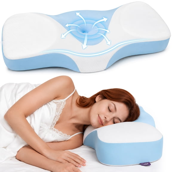 AMTPM Neck Pillow for Pain Relief - Ergonomic Pillow Memory Foam Pillows for Sleeping, Cooling Orthopedic Neck Support Pillow, Contour Cervical Pillow Bed Pillow for Back Stomach Sleepers