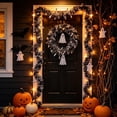 thumbnail image 4 of Halloween Tinsels Garland, Halloween Decorations Indoor Outdoor Fall Home Decor Accents, Black Purple Silvery Foil with Bats for Mantel, Staircase, Door, 4 of 6