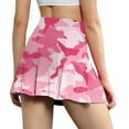 thumbnail image 4 of Women's Athletic Stretchy Pleated Tennis Skirts with Inner Shorts for Running Yoga Golf, Camouflage Print for Casual Sport Wear, Lightweight and Quick-Dry,Watermelon Red,Size 5XL, 4 of 4