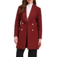 thumbnail image 1 of Abrigo de invierno de doble botonadura INSPIRE CHIC para mujer, con cuello de solapa, manga larga, abrigo exterior, color burdeos, 1 of 6