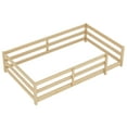 thumbnail image 6 of Floor Bed, Twin Size Montessori Bed Frame, Wood Floor Bed with Fence and Guardrails, No Box Spring Needed, Natural Wood Finish, 6 of 11