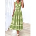 thumbnail image 3 of PRETTYGARDEN Womens Floral Maxi Dress Sleeveless Vneck Belt Ruffle Long Dresses Boho Summer Beach Vacation Clothes, 3 of 9