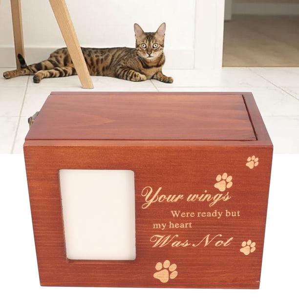 Urnas para mascotas marco de fotos con patrón de pata tallada ataúd para cenizas de mascotas madera duradera para gatos y amigos ANGGREK Otros