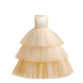 thumbnail image 2 of Pejock Girls Sleeveless Princess Pageant Dress - Puff Cake Skirt with Mesh Bow, Fashion Show Costume for Ages 7-14 Size 120-170, 2 of 9
