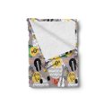 thumbnail image 2 of Classic Rock Soft Flannel Fleece Throw Blanket, 6 String Classical Guitars Repeating Pattern on Musical Notes Background, Cozy Plush for Indoor and Outdoor Use, 50" x 60", Multicolor, by Ambesonne, 2 of 5